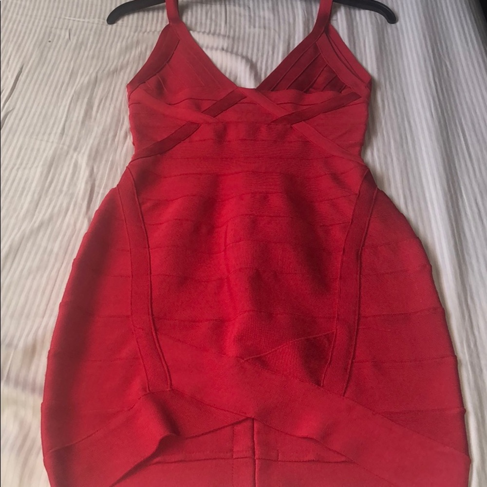 Herve Leger Red Bandage Dress XS